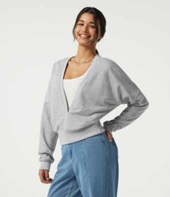 Deep V Neck Long Sleeve Casual Sweatshirt