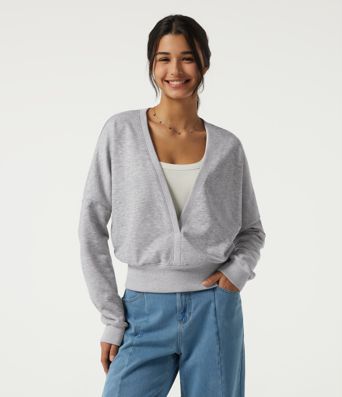 Deep V Neck Long Sleeve Casual Sweatshirt