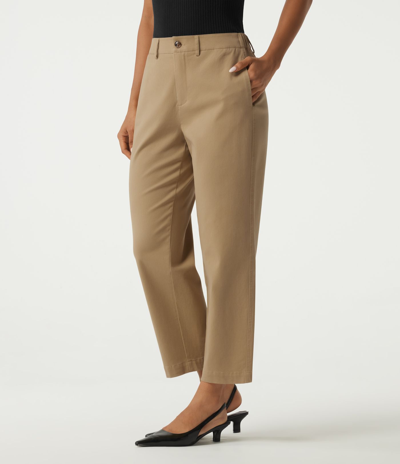 Mid Rise Tapered Work Chino Cotton Pants with Pockets Mid Rise Tapered Work Chino Cotton Pants with Pockets