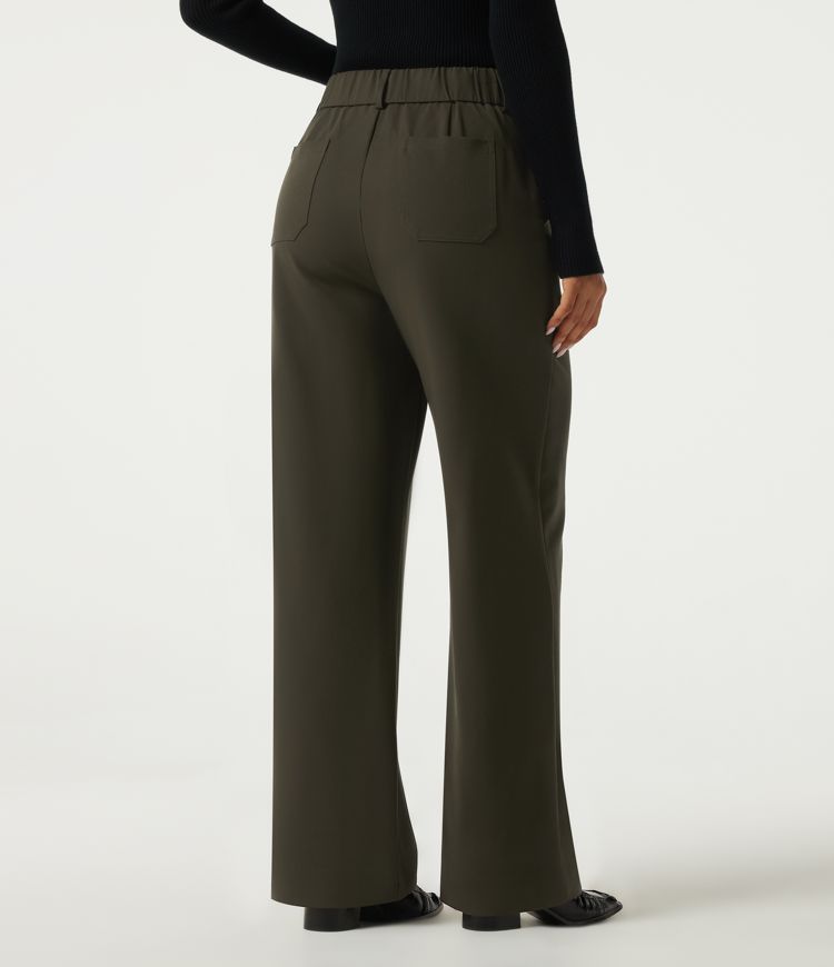 High Waisted Straight Leg Work Pants with Pockets High Waisted Straight Leg Work Pants with Pockets