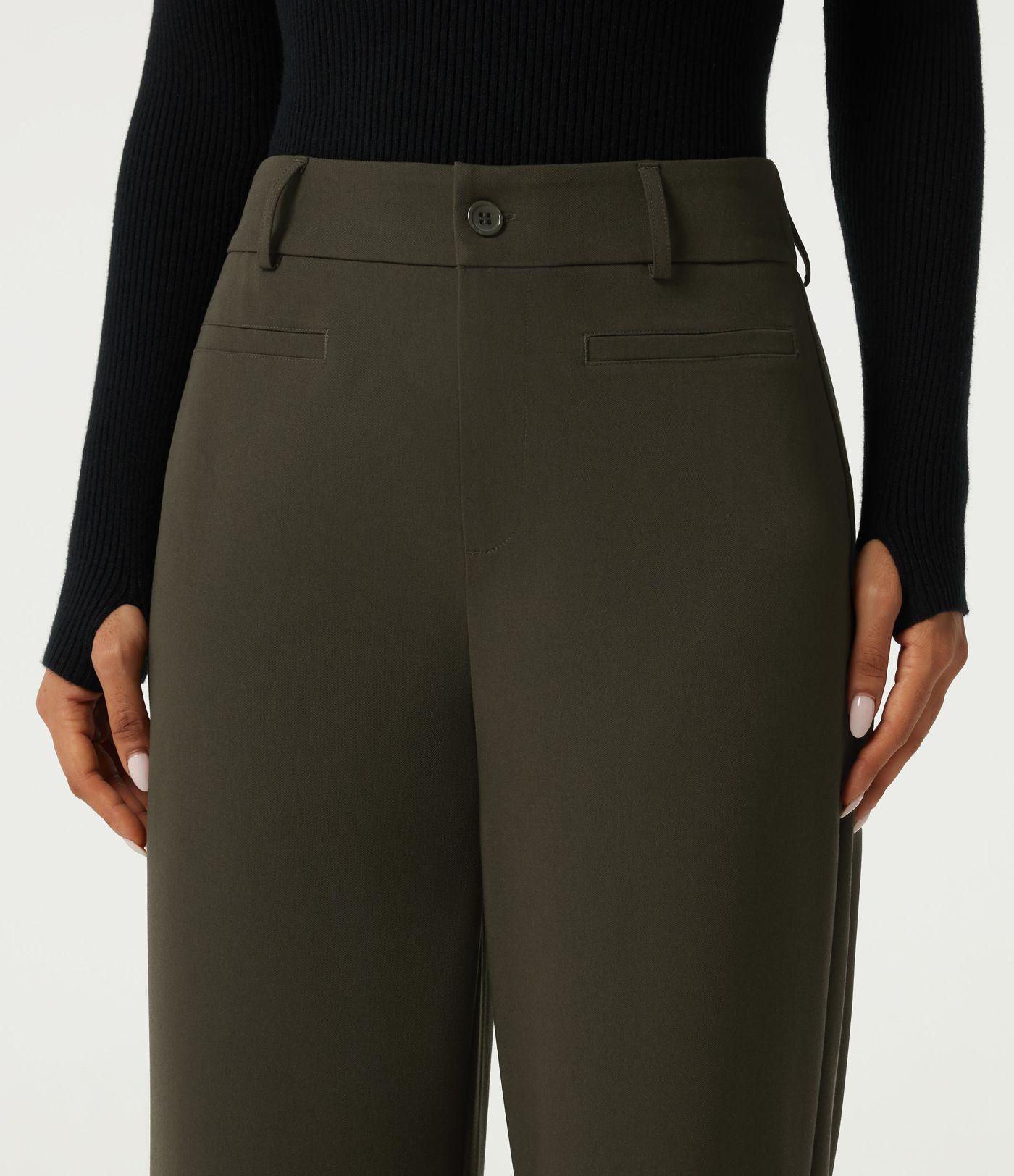 High Waisted Straight Leg Work Pants with Pockets High Waisted Straight Leg Work Pants with Pockets