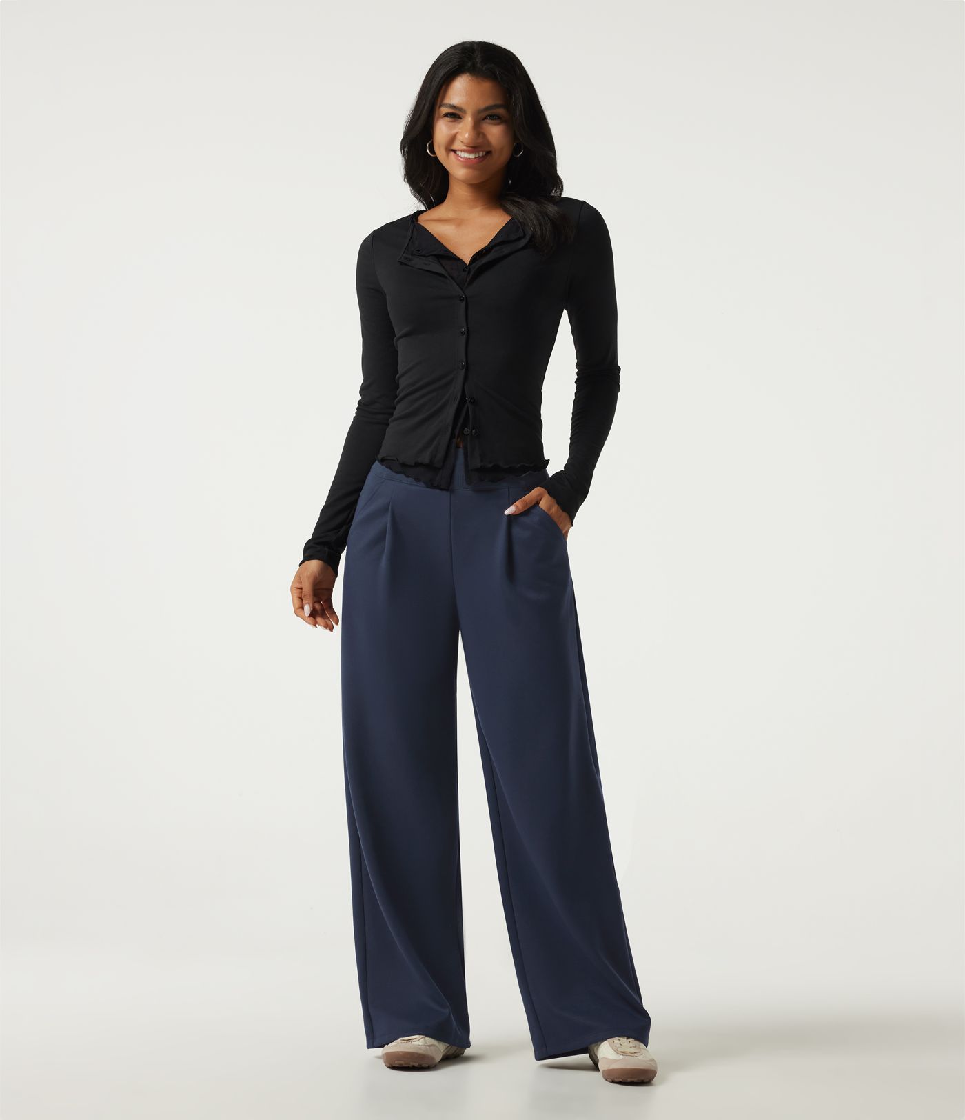 Pantalon de jogging en coton, coupe droite, taille mi-haute, décontracté, avec poches