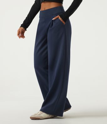 Pantalon de jogging en coton, coupe droite, taille mi-haute, décontracté, avec poches