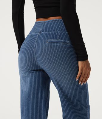 Halara Flex™ High Waisted Stripe Straight Leg Casual Jeans with Pockets