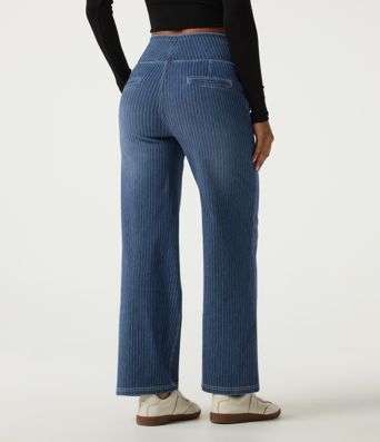 Halara Flex™ High Waisted Stripe Straight Leg Casual Jeans with Pockets