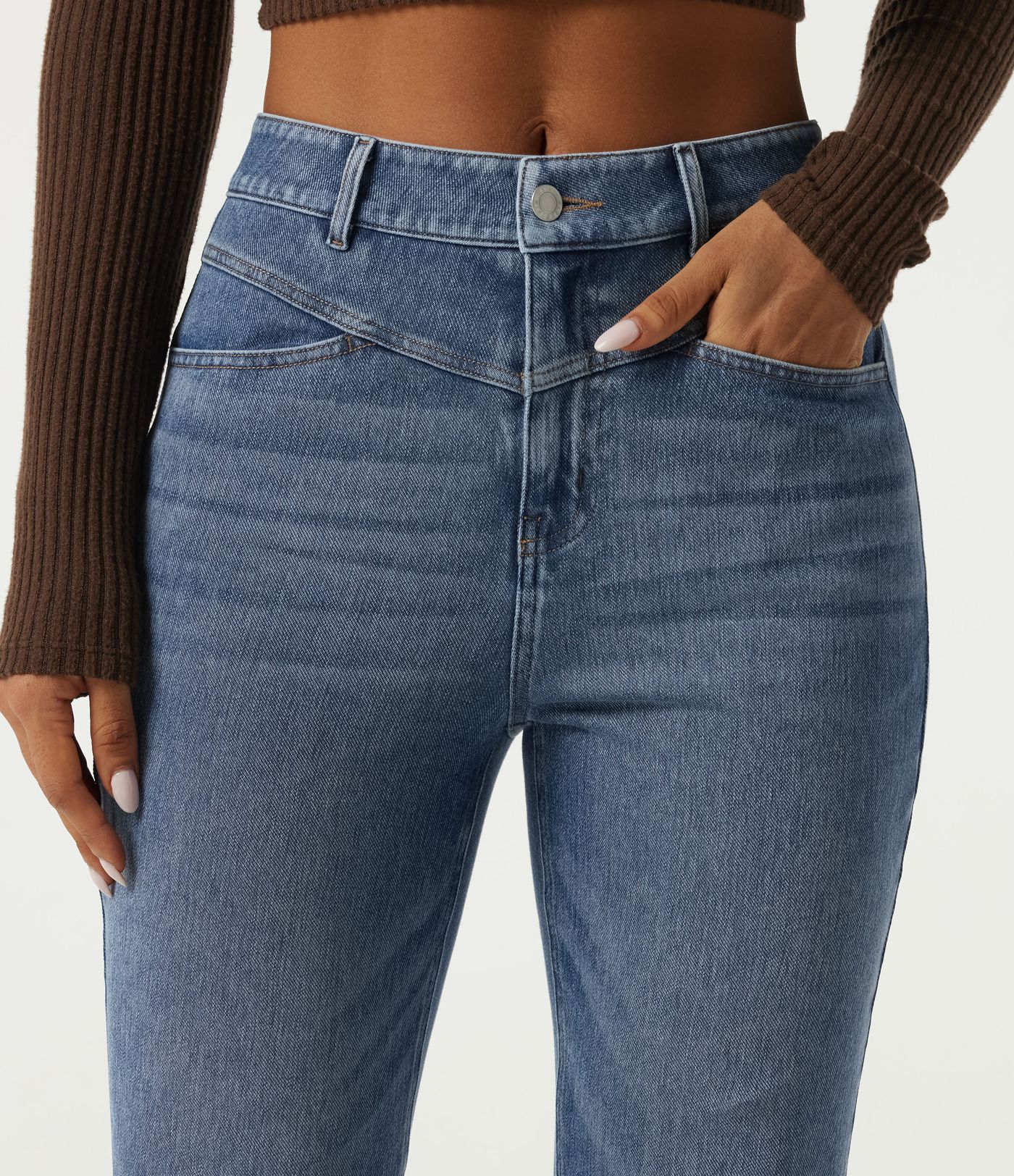 Halara Flex™ Mid Rise Straight Leg Casual Cotton Jeans with Pockets