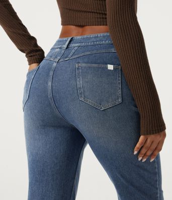 Halara Flex™ Mid Rise Straight Leg Casual Cotton Jeans with Pockets