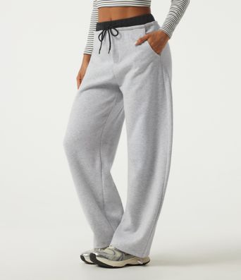 Mid Rise Drawstring Barrel Leg Fleece Casual Cotton Sweatpants with Pockets Mid Rise Drawstring Barrel Leg Fleece Casual Cotton Sweatpants with Pockets