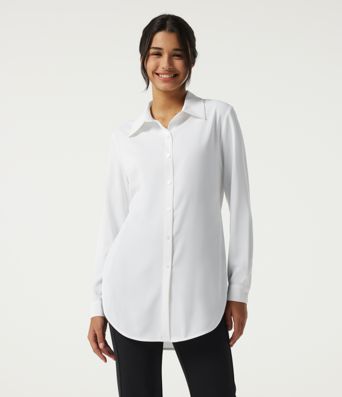 Wrinkle Recovery Long Sleeve Curved Hem Work Shirt Wrinkle Recovery Long Sleeve Curved Hem Work Shirt