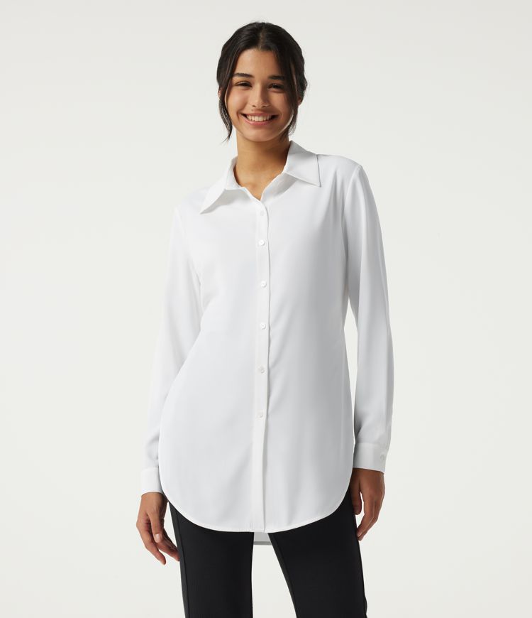 Wrinkle Recovery Long Sleeve Curved Hem Work Shirt Wrinkle Recovery Long Sleeve Curved Hem Work Shirt