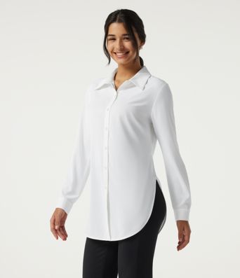 Wrinkle Recovery Long Sleeve Curved Hem Work Shirt Wrinkle Recovery Long Sleeve Curved Hem Work Shirt
