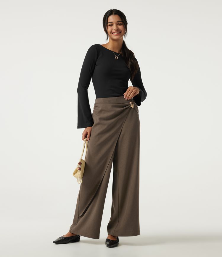 High Waisted Straight Leg Work Pants