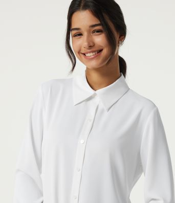 Wrinkle Recovery Long Sleeve Curved Hem Work Shirt Wrinkle Recovery Long Sleeve Curved Hem Work Shirt