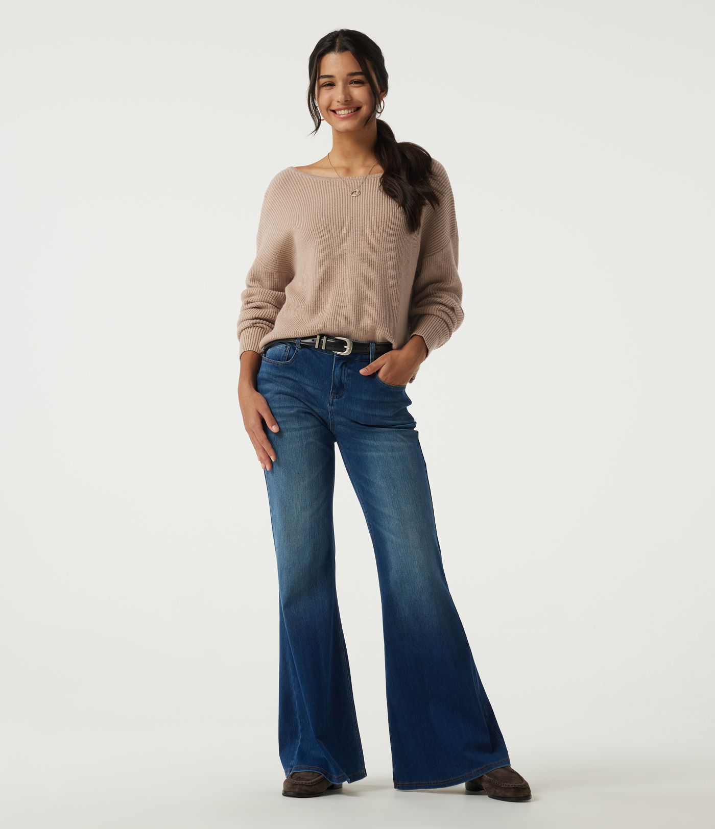 Boat Neck Long Sleeve Cut Out Back Casual Sweater