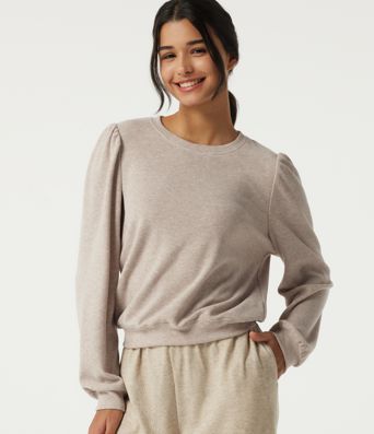 Round Neck Long Sleeve Lounge Top