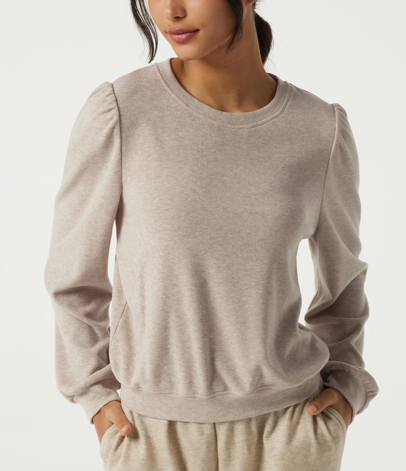 Round Neck Long Sleeve Lounge Top