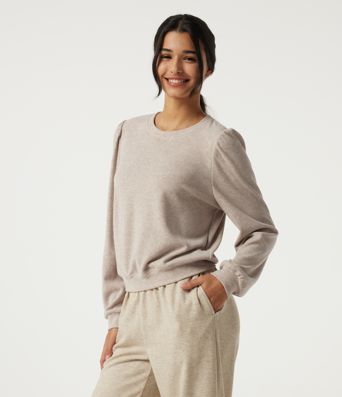 Round Neck Long Sleeve Lounge Top