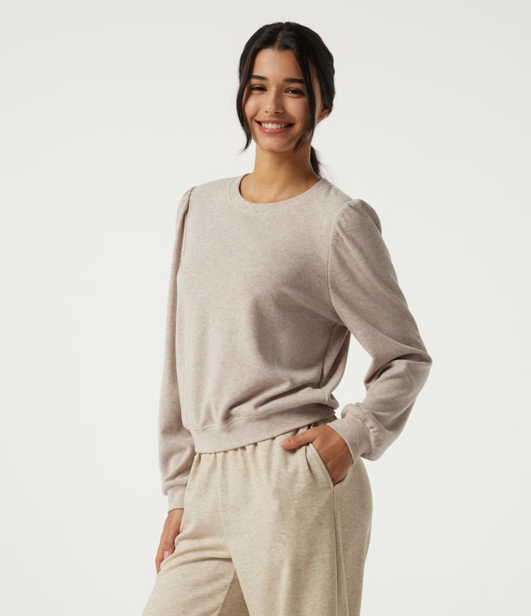 Round Neck Long Sleeve Lounge Top