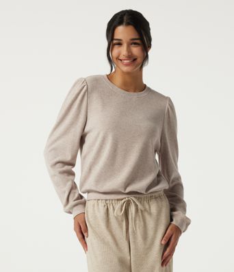 Round Neck Long Sleeve Lounge Top