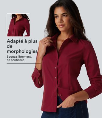 Chemise de bureau à manches longues avec ourlet arrondi Chemise de bureau à manches longues avec ourlet arrondi
