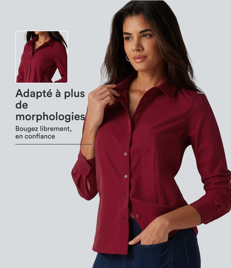 Chemise de bureau à manches longues avec ourlet arrondi Chemise de bureau à manches longues avec ourlet arrondi