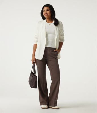High Waisted Bootcut Work Cotton Pants with Pockets High Waisted Bootcut Work Cotton Pants with Pockets