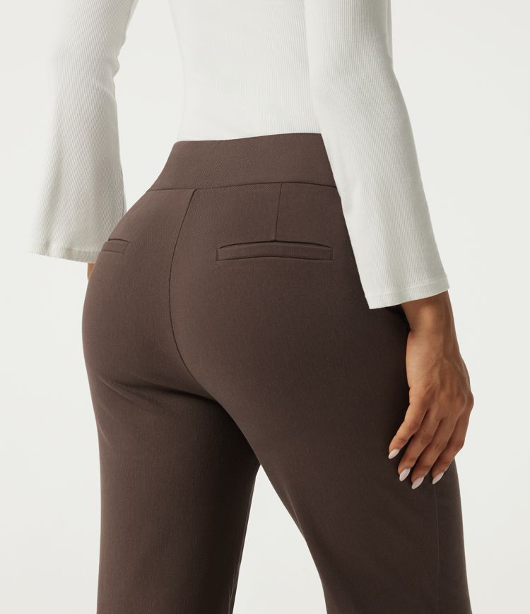 High Waisted Bootcut Work Cotton Pants with Pockets High Waisted Bootcut Work Cotton Pants with Pockets
