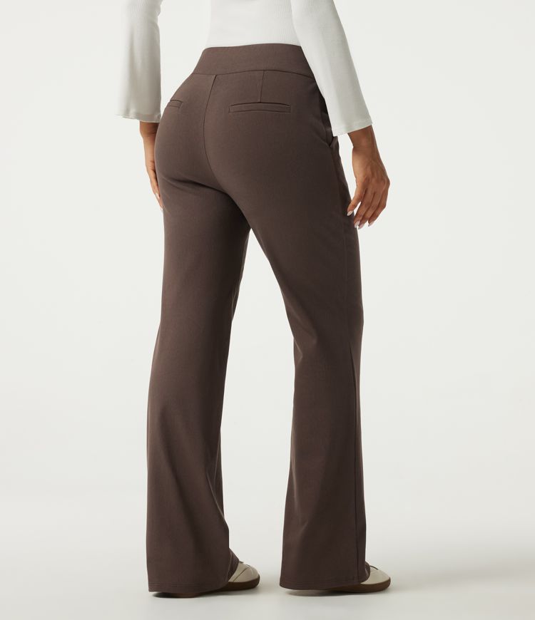 High Waisted Bootcut Work Cotton Pants with Pockets High Waisted Bootcut Work Cotton Pants with Pockets