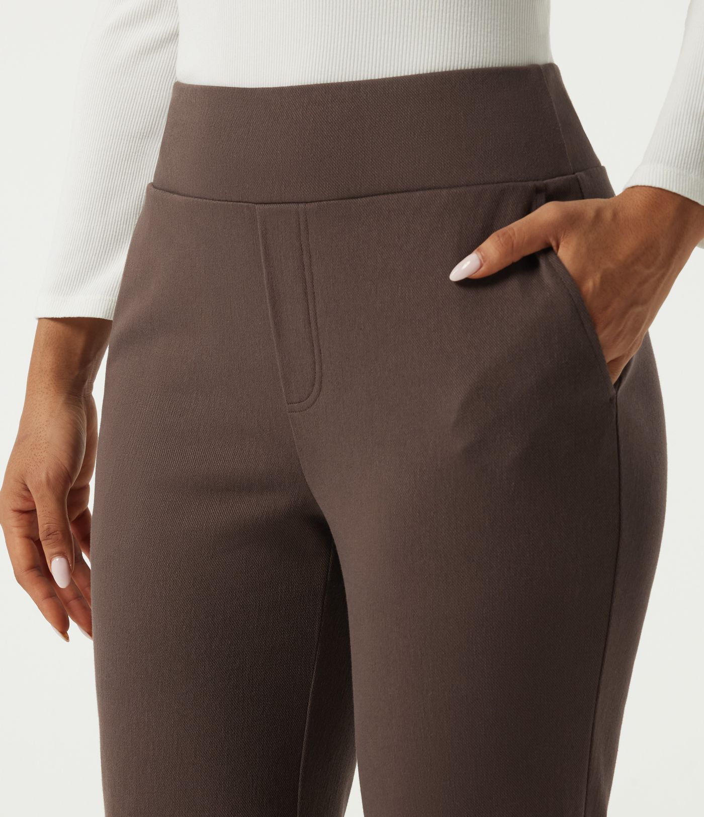 High Waisted Bootcut Work Cotton Pants with Pockets High Waisted Bootcut Work Cotton Pants with Pockets