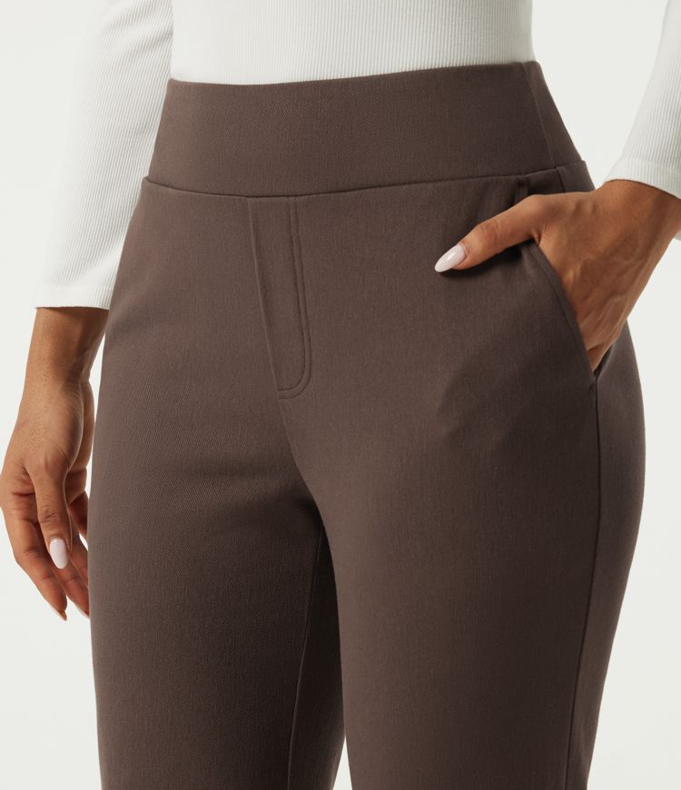 High Waisted Bootcut Work Cotton Pants with Pockets High Waisted Bootcut Work Cotton Pants with Pockets