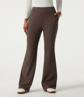 High Waisted Bootcut Work Cotton Pants with Pockets High Waisted Bootcut Work Cotton Pants with Pockets