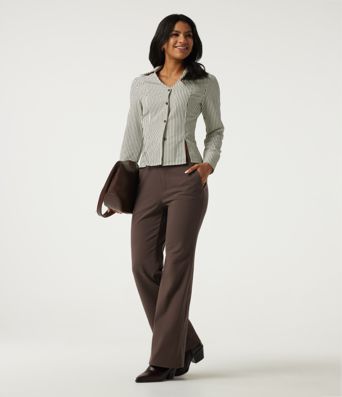 High Waisted Bootcut Work Cotton Pants with Pockets High Waisted Bootcut Work Cotton Pants with Pockets