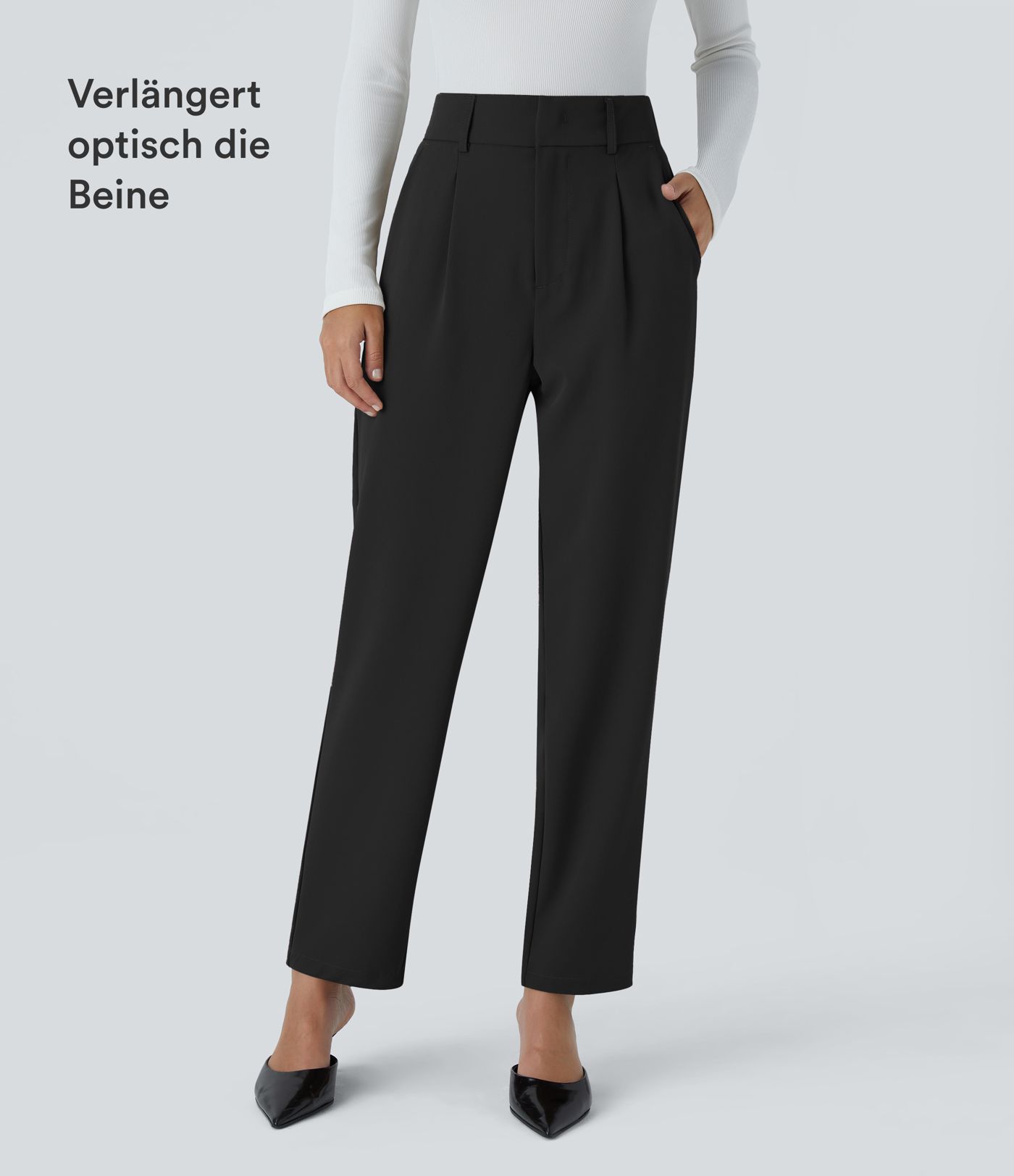 Halara Flex™ - Schmal zulaufende Arbeits-Hose mit hohem Bund und Seitentaschen Halara Flex™ - Schmal zulaufende Arbeits-Hose mit hohem Bund und Seitentaschen