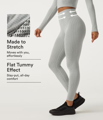 High Waisted Tummy Control Houndstooth Yoga Leggings High Waisted Tummy Control Houndstooth Yoga Leggings