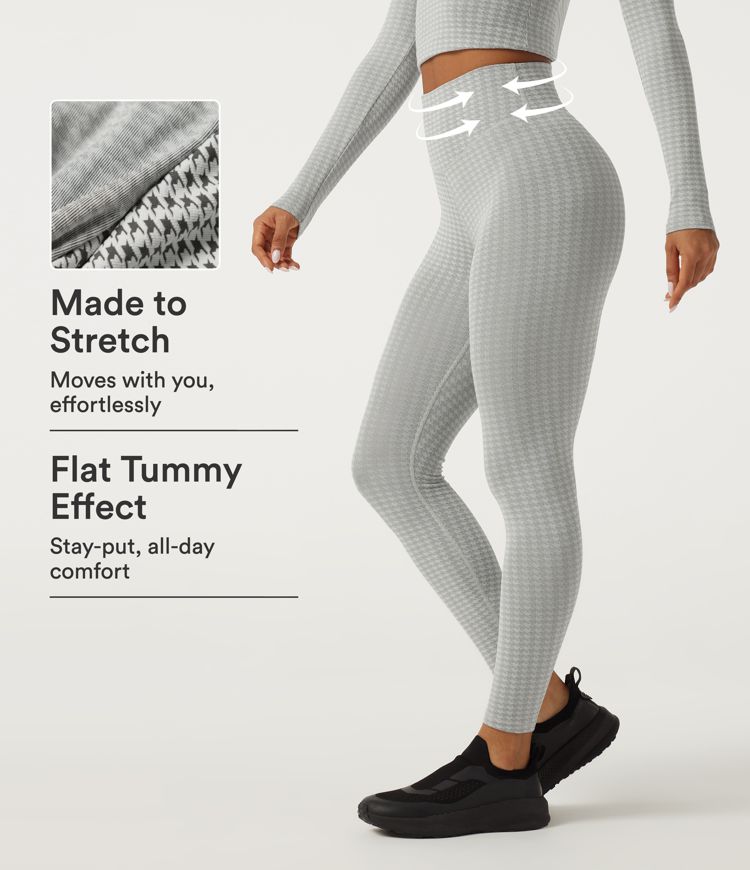 High Waisted Tummy Control Houndstooth Yoga Leggings High Waisted Tummy Control Houndstooth Yoga Leggings