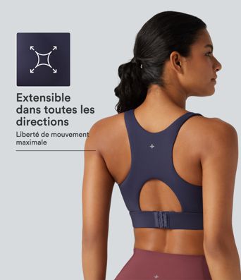 Brassière de running à maintien élevé, encolure en U et dos ajouré avec coussinets non amovibles Brassière de running à maintien élevé, encolure en U et dos ajouré avec coussinets non amovibles