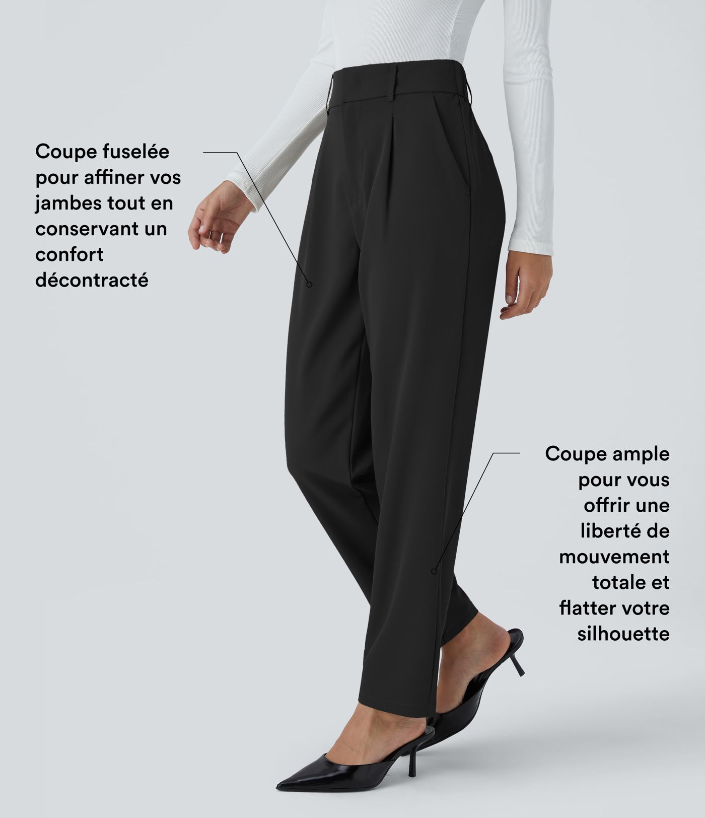 Pantalon tailleur Halara Flex™ fuselé uni, taille haute, avec poches Pantalon tailleur Halara Flex™ fuselé uni, taille haute, avec poches