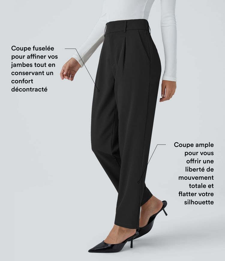 Pantalon tailleur Halara Flex™ fuselé uni, taille haute, avec poches Pantalon tailleur Halara Flex™ fuselé uni, taille haute, avec poches