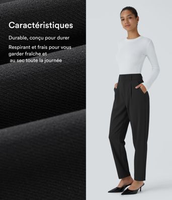 Pantalon tailleur Halara Flex™ fuselé uni, taille haute, avec poches Pantalon tailleur Halara Flex™ fuselé uni, taille haute, avec poches