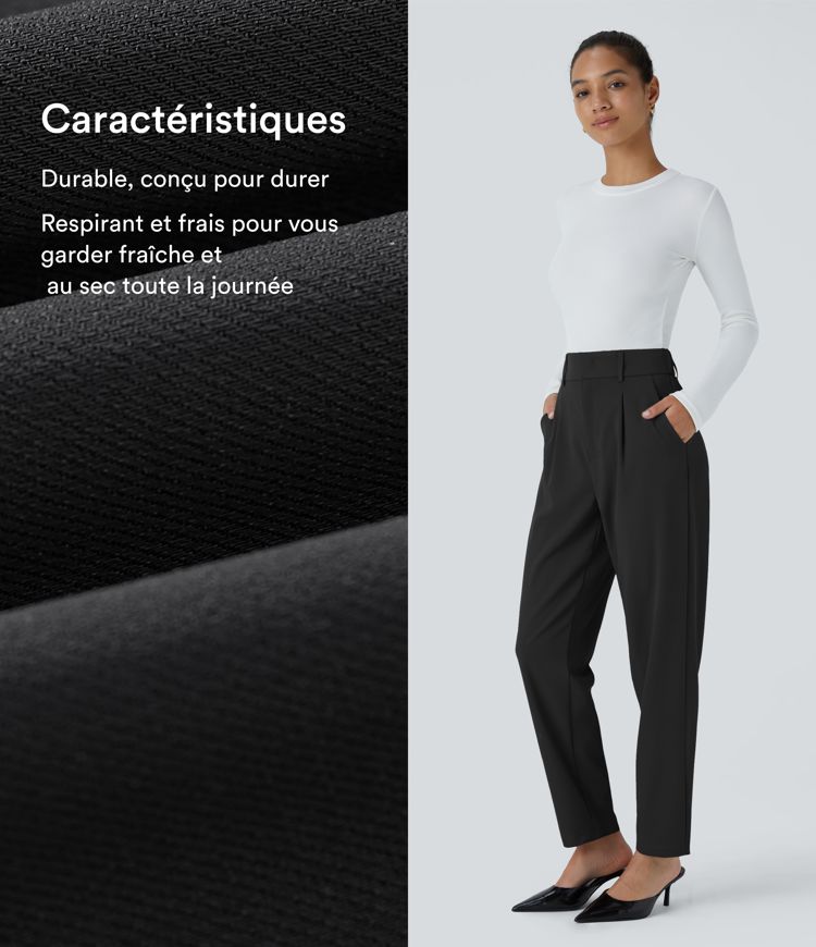 Pantalon tailleur Halara Flex™ fuselé uni, taille haute, avec poches Pantalon tailleur Halara Flex™ fuselé uni, taille haute, avec poches