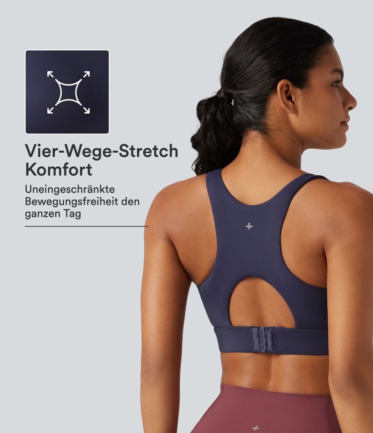 Lauf-Sport-BH mit starkem Support, U-Ausschnitt, Cut-Outs und eingenähten Pads Lauf-Sport-BH mit starkem Support, U-Ausschnitt, Cut-Outs und eingenähten Pads