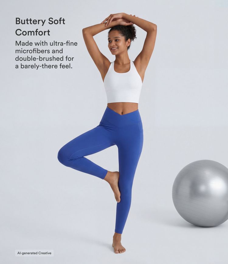 SoftlyZero™ Crossover Pocket Plain Leggings SoftlyZero™ Crossover Pocket Plain Leggings