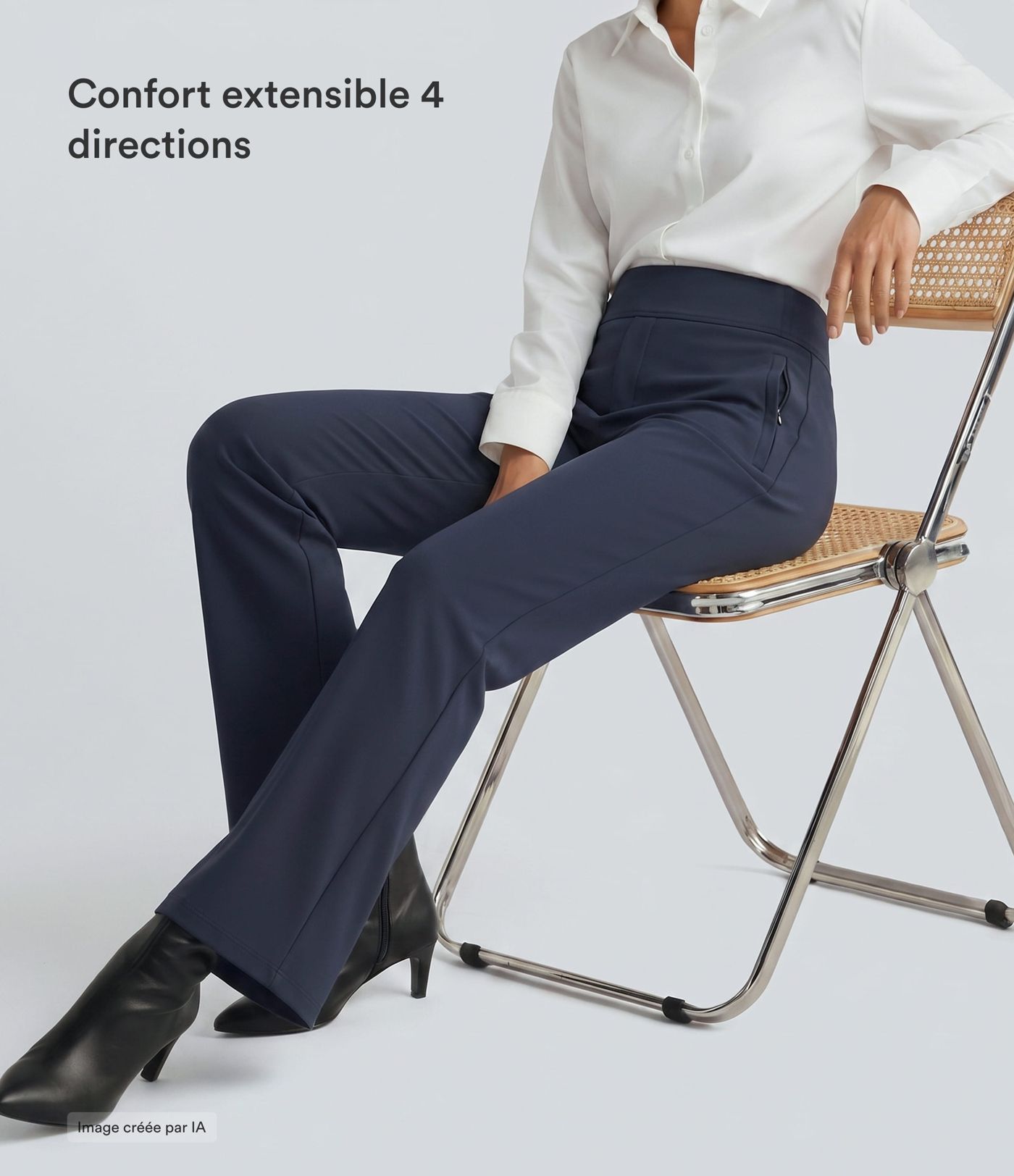 Pantalon tailleur évasé taille mi-haute Halara Flex™ DayStretch avec zip latéral et poches