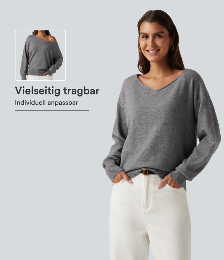 Pull de travail asymétrique à une épaule, manches longues
