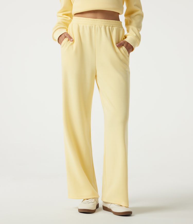 High Waisted Wide Leg Fleece Casual Sweatpants with Pockets High Waisted Wide Leg Fleece Casual Sweatpants with Pockets