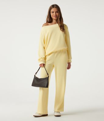 High Waisted Wide Leg Fleece Casual Sweatpants with Pockets High Waisted Wide Leg Fleece Casual Sweatpants with Pockets