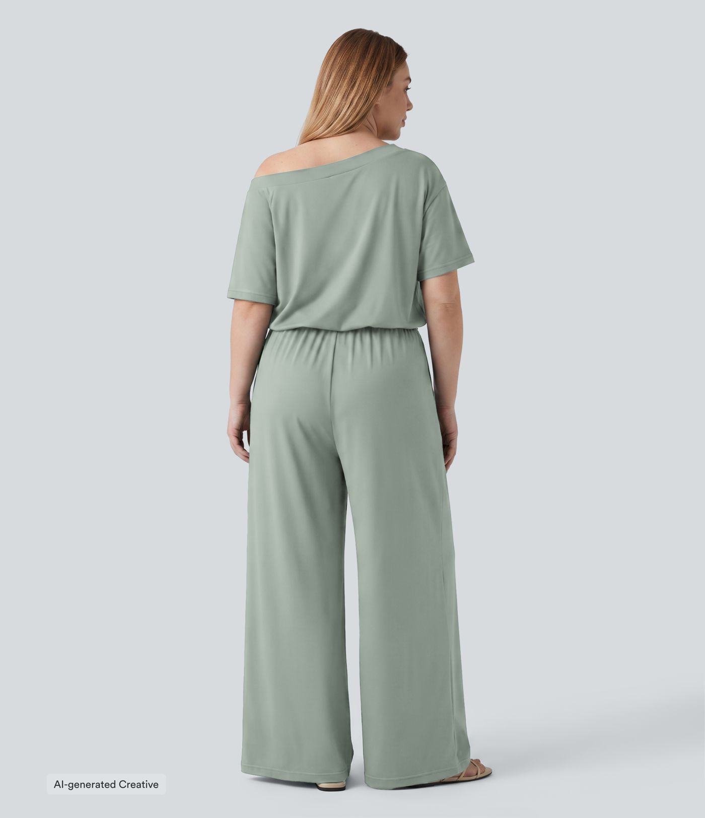 Plus Size Boat Neck Short Sleeve Drawstring Baggy Casual Jumpsuit with Pockets-Easy Peezy Edition