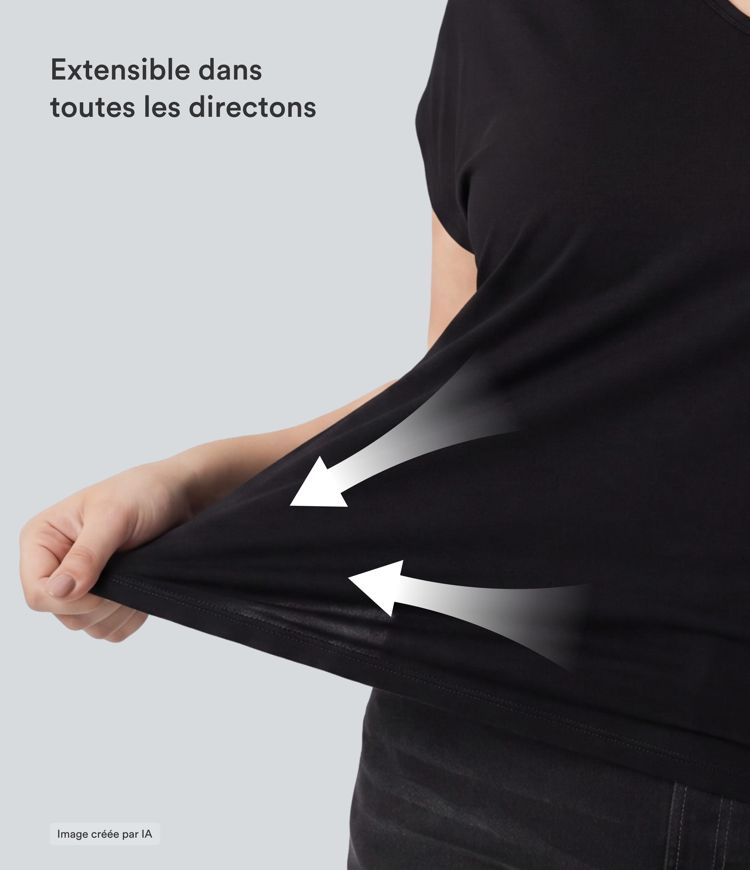 T-shirt décontracté grande taille col V manches courtes T-shirt décontracté grande taille col V manches courtes