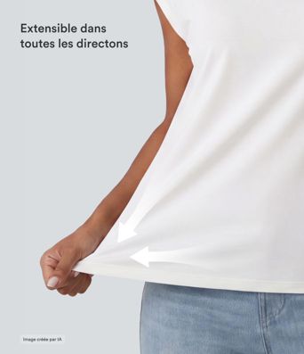 T-shirt décontracté col V manches courtes boutons décoratifs