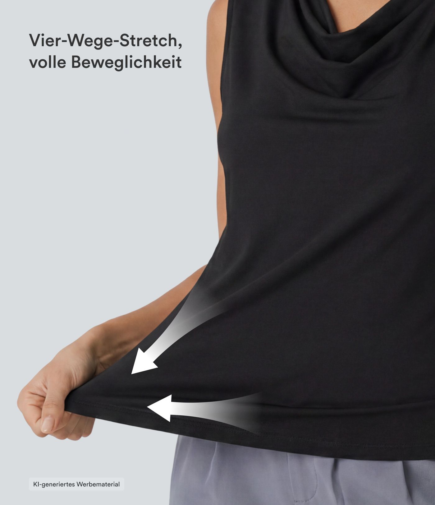 Ärmelloses Blusenshirt mit Wasserfallausschnitt